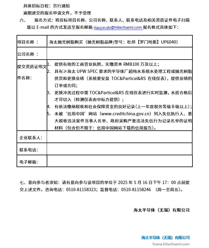 海太抛光树脂购买项目招标公告(图2)
